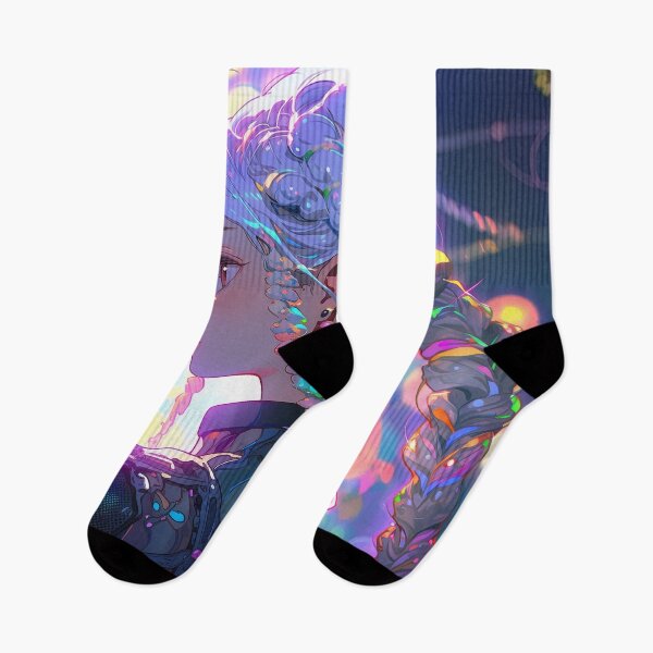 Item preview, Bright Neon Lit Cyberpunk Anime Girl designed and sold by bubblegoth.