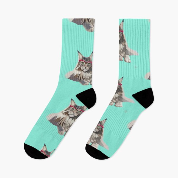 Item preview, Mainecoon Office Cat (Teal Background) designed and sold by LTWArt.