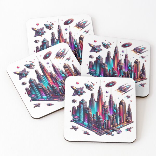 Item preview,  Vibrant Neon Cybercity Art Sticker Volume 3 designed and sold by mymagicstoreus.