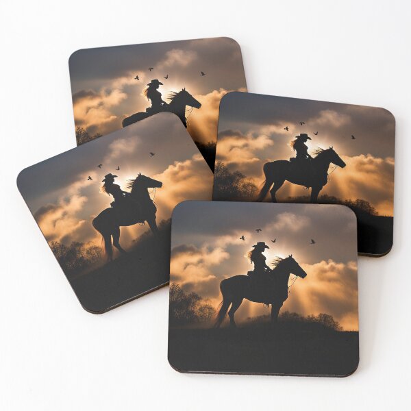 Item preview, Country Western Cowgirl and Horse in the Sunset with Wind designed and sold by Stephanie Laird.