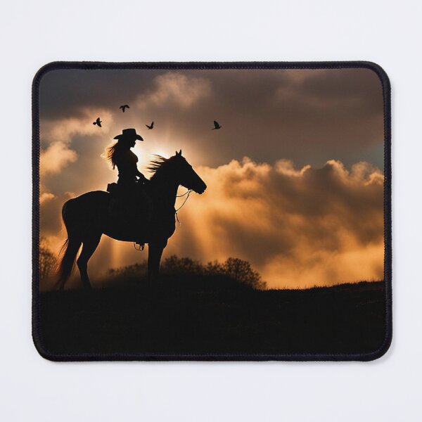 Item preview, Country Western Cowgirl and Horse in the Sunset with Wind designed and sold by Stephanie Laird.