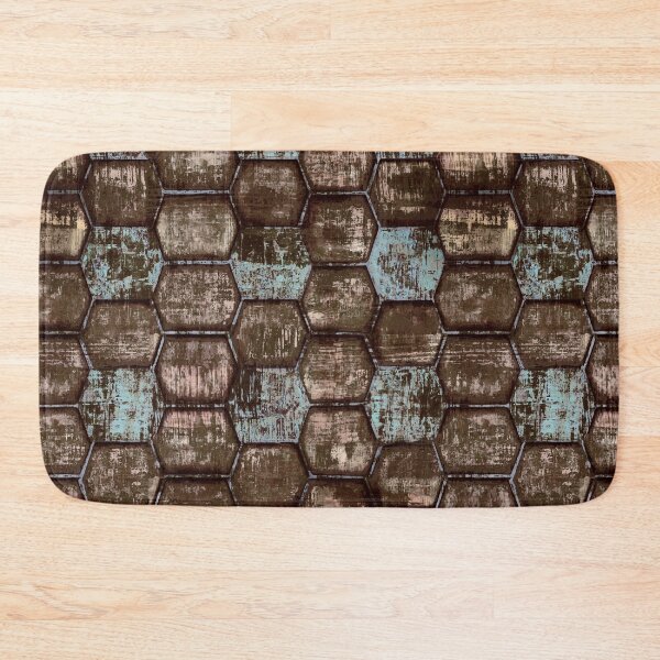 Item preview, geometric distressed hexagon dark brown designed and sold by Alessandro Remo Mazzoni Remotextiles.