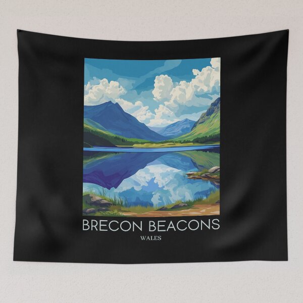 Item preview, A Pop Art Travel Print of Breacon Beacons - Wales  designed and sold by StudioRedKoala.