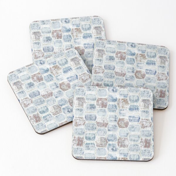 Item preview, Geometric distressed hexagon gray designed and sold by Alessandro Remo Mazzoni Remotextiles.