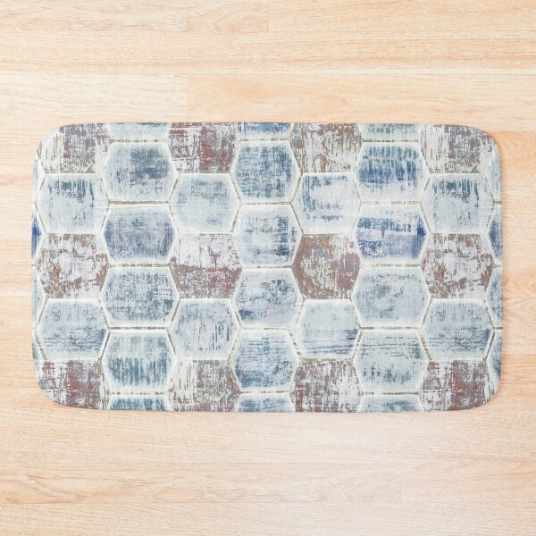 Item preview, Geometric distressed hexagon gray designed and sold by Alessandro Remo Mazzoni Remotextiles.