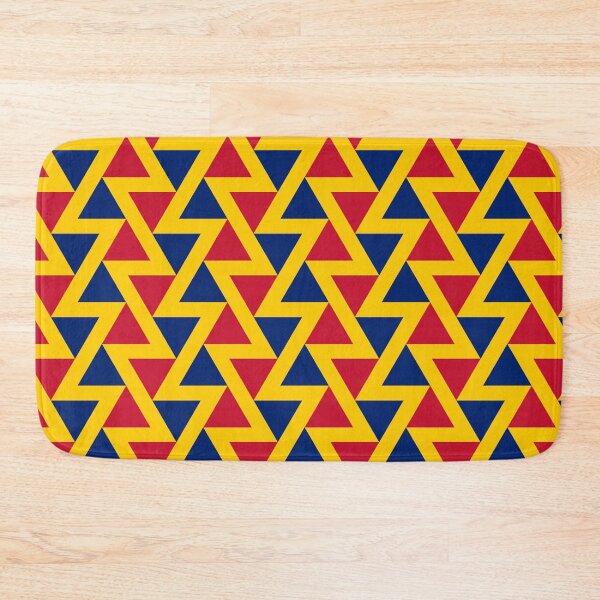 Item preview, Blue Red Yellow Romania Tricolor Triangle Zigzag Line Geometric Dynamic Romanian Language Folk Art Bold Pattern designed and sold by PenguinForests.