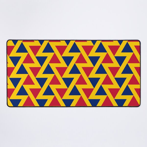 Item preview, Blue Red Yellow Romania Tricolor Triangle Zigzag Line Geometric Dynamic Romanian Language Folk Art Bold Pattern designed and sold by PenguinForests.