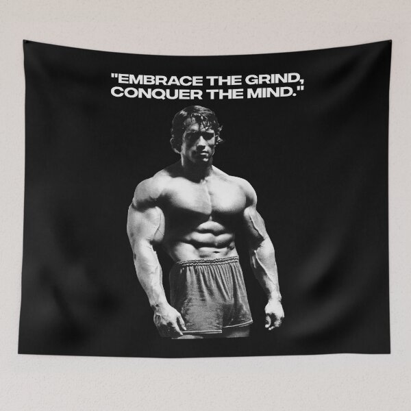Item preview, Stoic Quote "Embrace the grind, conquer the mind." Arnold. schwarzenegger Fan art designed and sold by HuzaifaNaveedh.