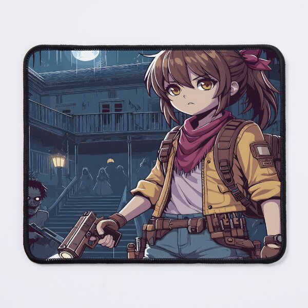 Item preview, Anime Girl With A Gun Desk Mat, Mouse Pad, Bath Mat, Tapestry designed and sold by KitonicTees.