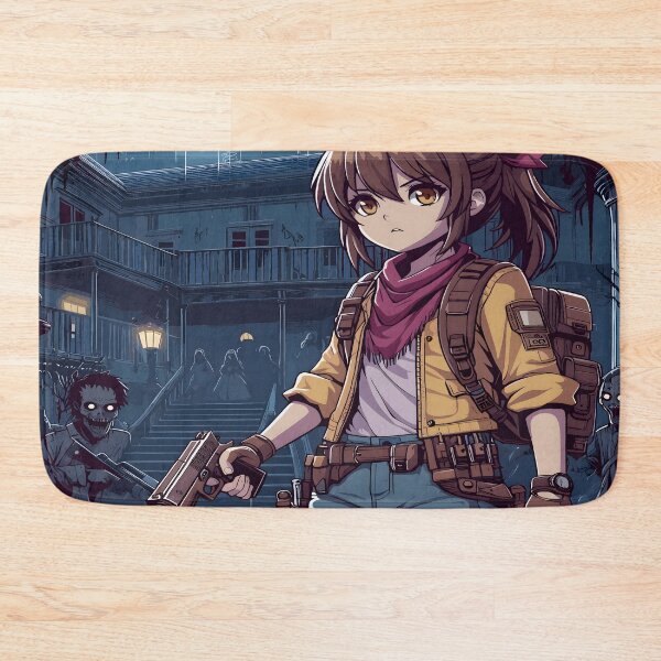 Item preview, Anime Girl With A Gun Desk Mat, Mouse Pad, Bath Mat, Tapestry designed and sold by KitonicTees.