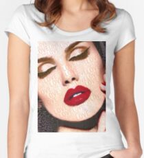 Love And Passion Portrait Of A Woman With Words Women's Fitted Scoop T-Shirt