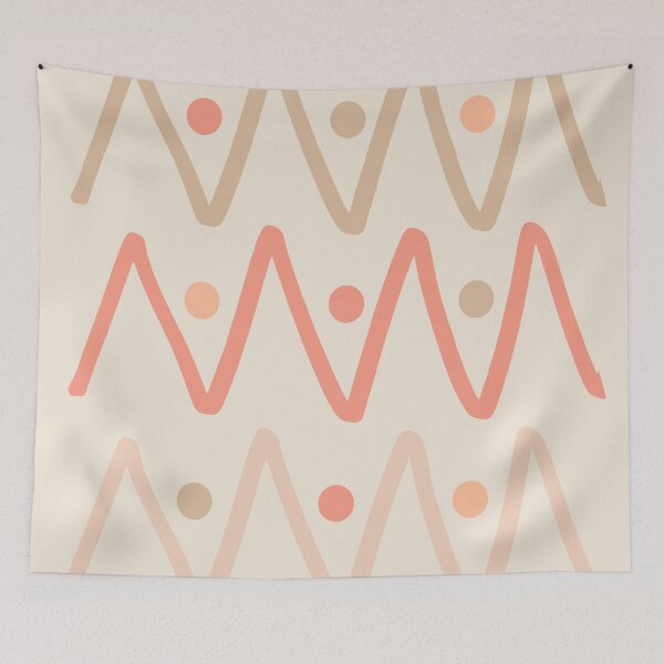 Item preview, Playful Lines and Circles in Pink, Brown & Peach on Beige designed and sold by ara-designs.