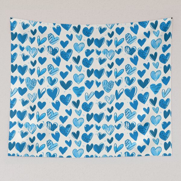 Item preview, Cerulean Crush: Sapphire Blue Scribbled Hearts designed and sold by ColorfulVanilla.