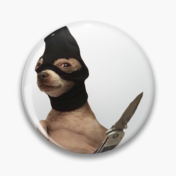 Artikelvorschau, Meme Hund mit Messer, entworfen und verkauft von stickersbyauds.