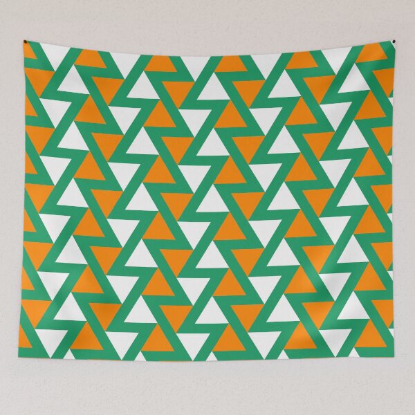 Item preview, Green Orange White Ireland Tricolor Triangle Zigzag Line Irish Nature Art Folk Pattern designed and sold by PenguinForests.