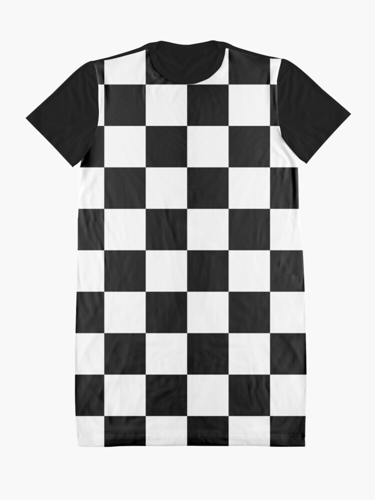 Checkered Pattern: Black & White Graphic T-Shirt Dress for Sale