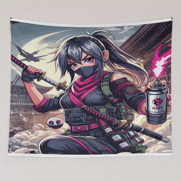 Item preview, Anime Ninja Girl Desk Mat, Mouse Pad, Bath Mat designed and sold by KitonicTees.