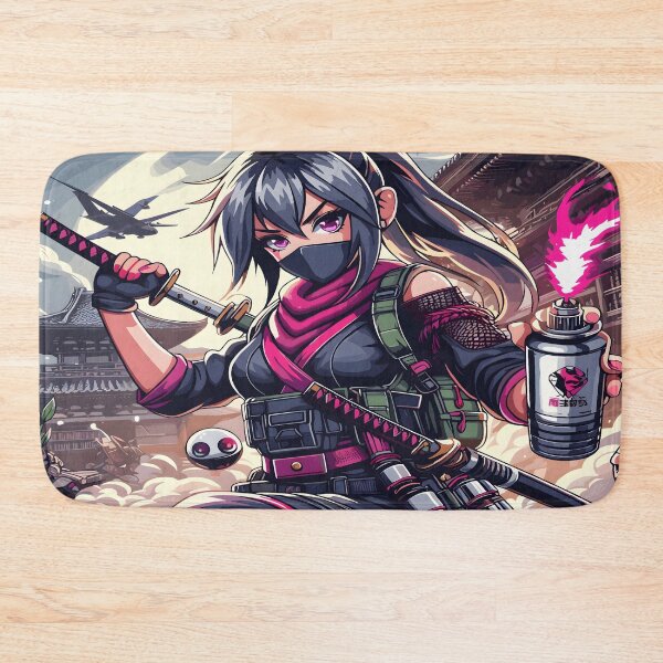 Item preview, Anime Ninja Girl Desk Mat, Mouse Pad, Bath Mat designed and sold by KitonicTees.