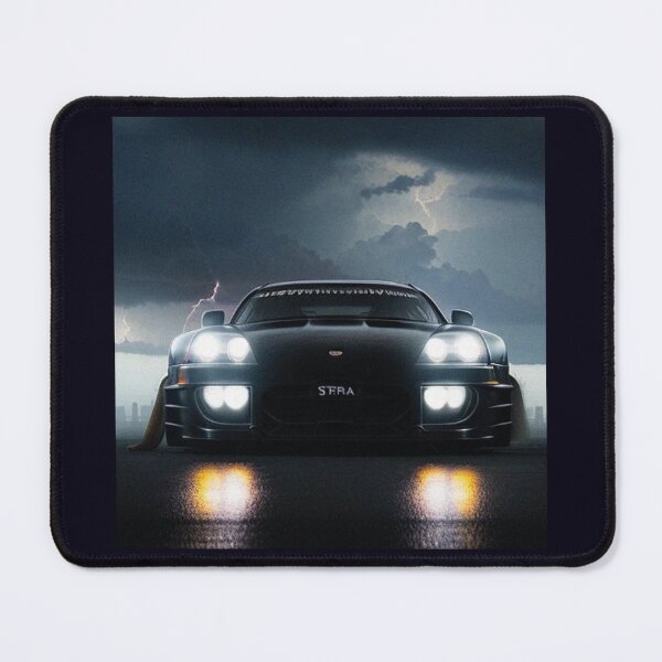 Item preview, supra mk4 with a haze in atmosphere and thunder lightning in the sky dark atmosphere and huge angry eyes in the sky behind the car designed and sold by paolboa.