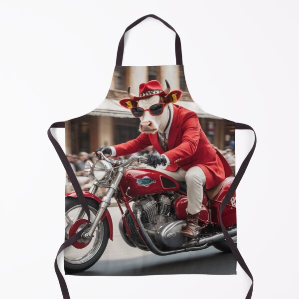Item preview, The mysterious cow drives a motorcycle racing down the street designed and sold by Great-store4U.