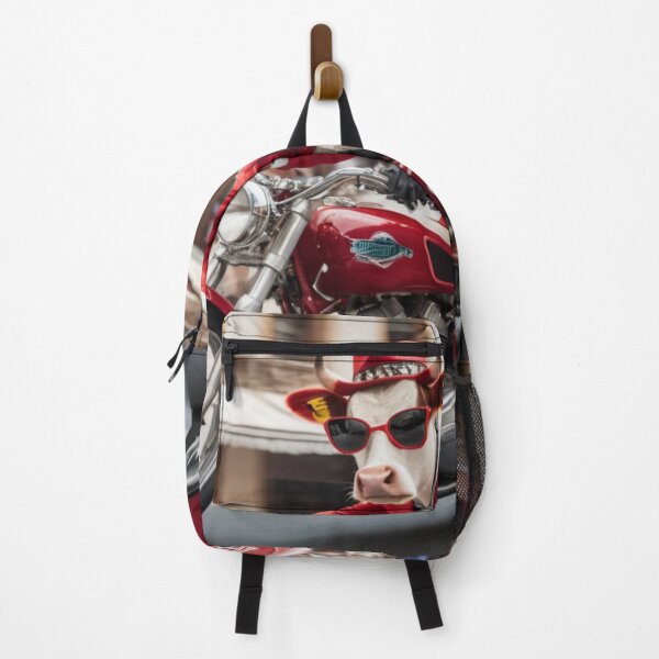 Item preview, The mysterious cow drives a motorcycle racing down the street designed and sold by Great-store4U.