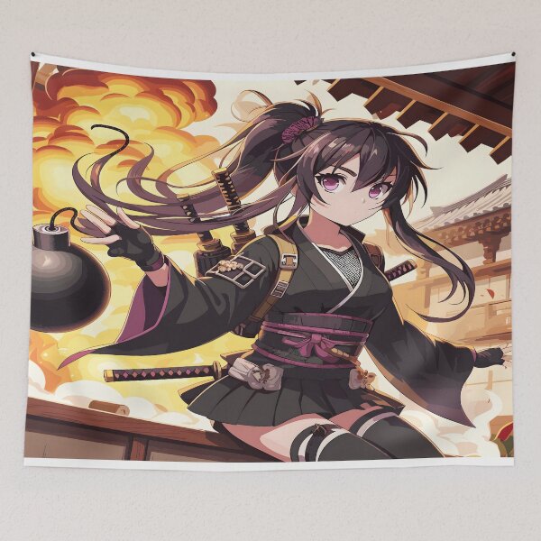 Item preview, Anime Ninja Girl Desk Mat, Gaming Mouse Pad, Bath Mat designed and sold by KitonicTees.