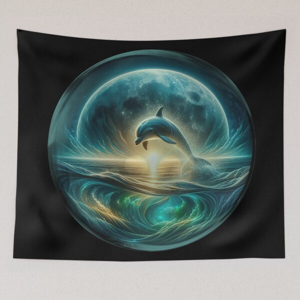 Item preview, Dolphin and moon, Freedom, Moon. designed and sold by CrisMor-Art.