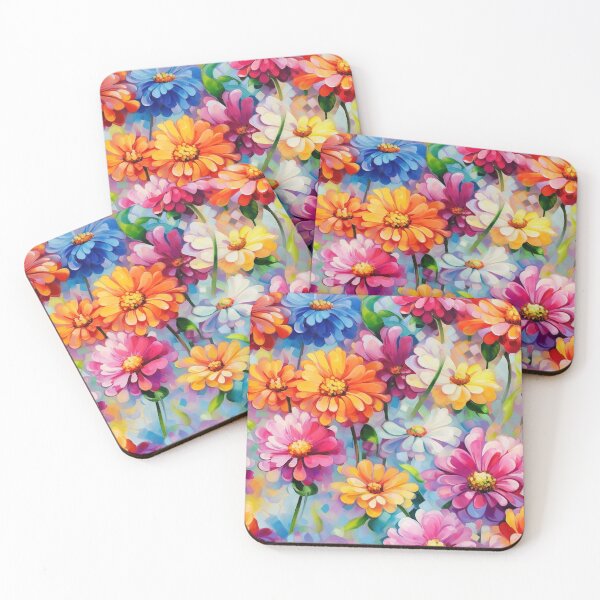 Item preview, Zinnia Tile 05: Rainbow Smiles in a Field of Daisy Dandelions and Sunshine of Nature's Confetti Party designed and sold by TheBrainArt.