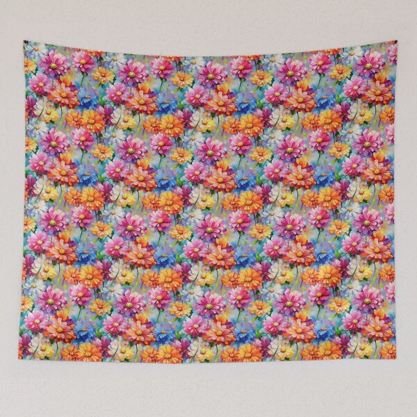 Item preview, Zinnia Tile 05: Rainbow Smiles in a Field of Daisy Dandelions and Sunshine of Nature's Confetti Party designed and sold by TheBrainArt.
