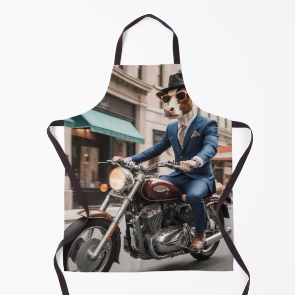 Item preview, The mysterious cow drives a motorcycle racing down the street designed and sold by Great-store4U.
