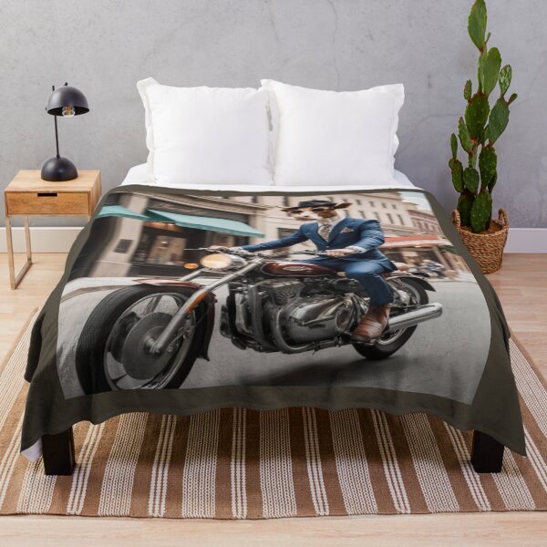 Item preview, The mysterious cow drives a motorcycle racing down the street designed and sold by Great-store4U.