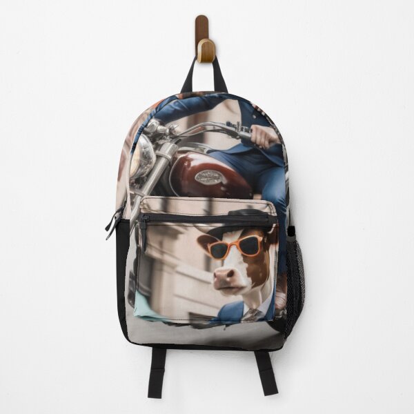 Item preview, The mysterious cow drives a motorcycle racing down the street designed and sold by Great-store4U.
