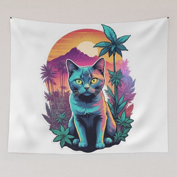 Item preview, Vaporwave Cat Crazy Sunrise Color Pallete designed and sold by wojysmokes.