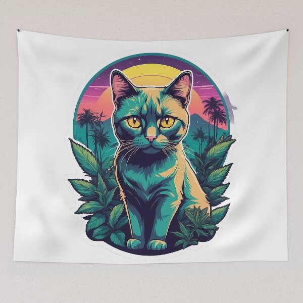 Item preview, Sunset over the cali hillside, Cat yellow eyes designed and sold by wojysmokes.