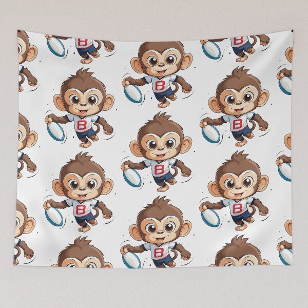 Item preview, A cute monkey Rugby Player playing rugby designed and sold by chathai.