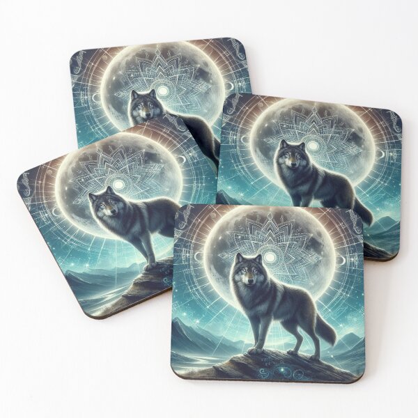 Item preview, Wolf Spirit Animal - Mystical Wolf at Full Moon - Shamanic Spirit Animals designed and sold by Geist-Psyche.