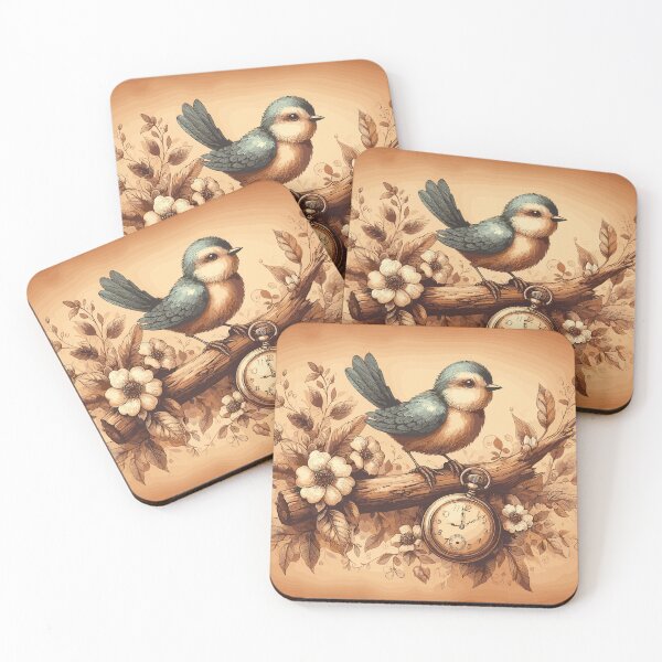 Item preview, Warm Nostalgia: Animated Bird and Pocket Watch designed and sold by Artaverse.