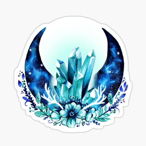 Galaxy Moon Crystal Wreath Sticker