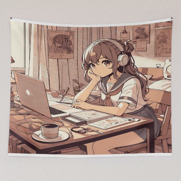 Item preview, Anime Girl Desk Mat designed and sold by KitonicTees.