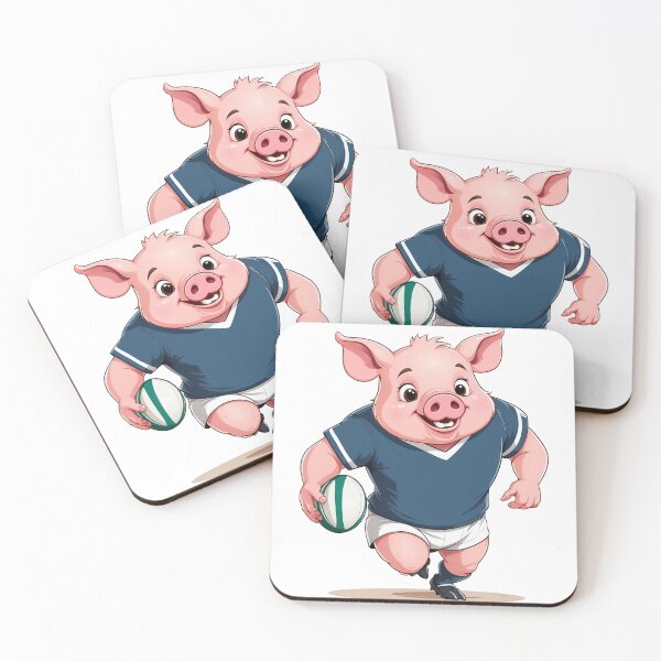 Item preview, A cute pig Rugby Player playing rugby designed and sold by chathai.