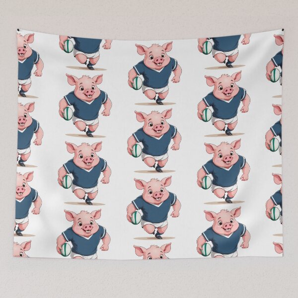 Item preview, A cute pig Rugby Player playing rugby designed and sold by chathai.