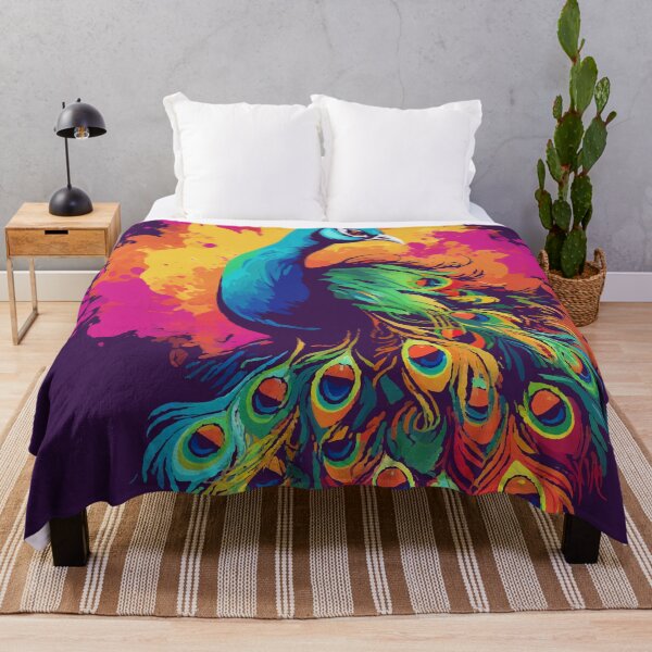 Item preview, Colorful Graffiti Style Peacock Digital Painting, Beautiful Vivid Colors Peacock designed and sold by PrintShangri-La.