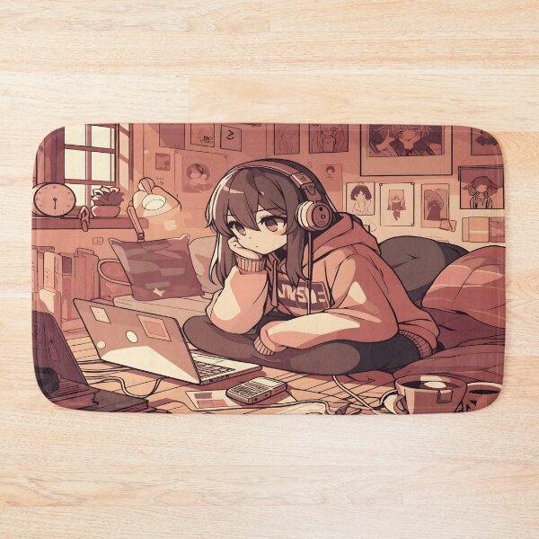 Item preview, Anime Girl Desk Mat Mouse Pad Bath Mat designed and sold by KitonicTees.