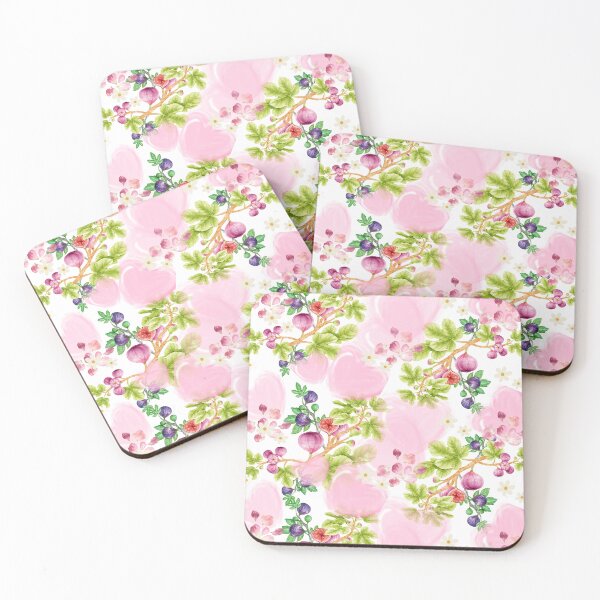 Item preview, small lovely purple figs & pink small & large hearts & cute pink flowers with green trees designed and sold by Humanity brush .