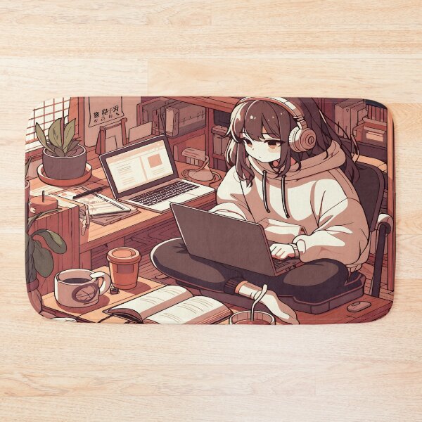 Item preview, Bored Anime Girl Desk Mat, Mouse Pad Bath Mat designed and sold by KitonicTees.