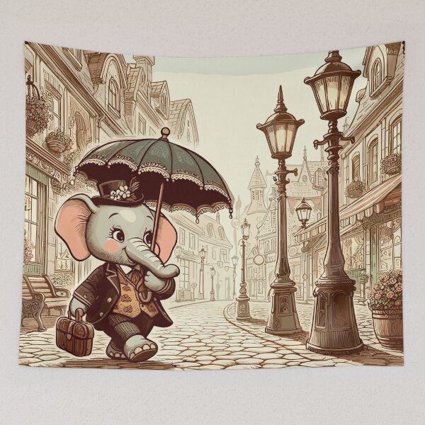 Item preview, Charming Streets: Vintage-Style Elephant Adventure designed and sold by Artaverse.