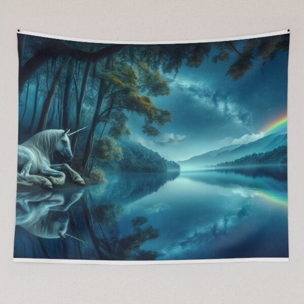 Item preview, Tranquil Rainbow Lake Unicorn designed and sold by yodabi.