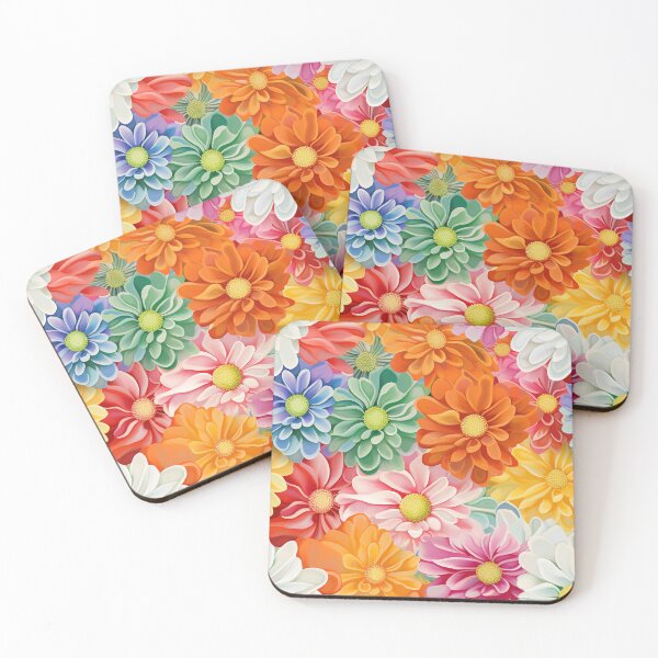 Item preview, Zinnia Tile 16: Rainbow Smiles in a Field of Daisy Dandelions and Sunshine of Nature's Confetti Party designed and sold by TheBrainArt.