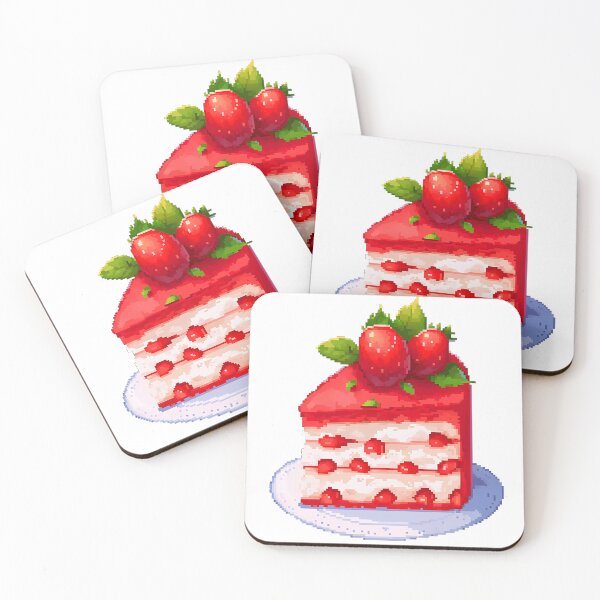 Item preview, White chocolate strawberry cake slice- Pixel art designed and sold by octoboobs.