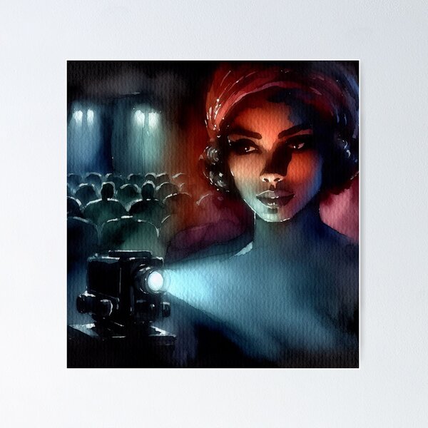 Item preview, Neo Noir Vintage Actress in Cinema [Watercolor] designed and sold by RESToRAPTOR.